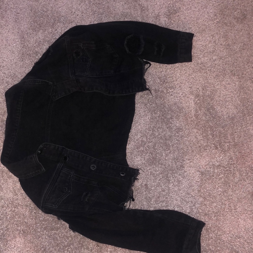 Black crop top denim jacket